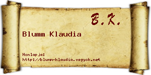 Blumm Klaudia névjegykártya